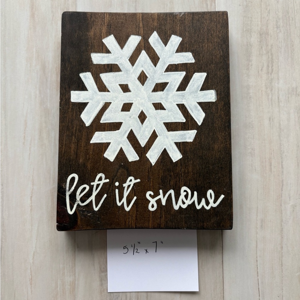 Rustic Snowflake Wall Decor - White on Brown